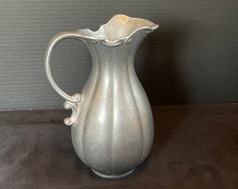 Pewter Pitcher Vase with Melon Ribbed Sides
