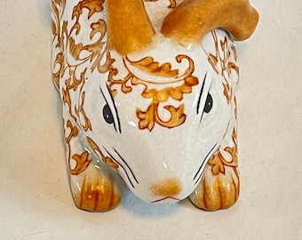 Chinese Rabbit Ceramic Trinket Box, Hand Painted Design