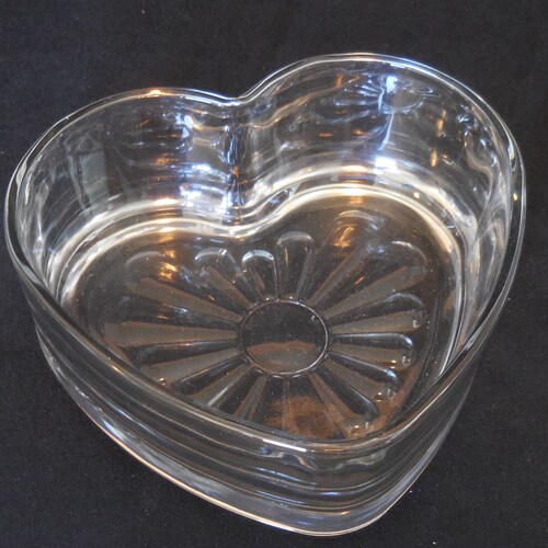 Glass Heart Shaped Bowl Candy Dish Trinket Dish Etsy