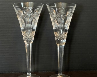 2 Waterford Millennium Series Fluted Champagne Goblets, Prosperity