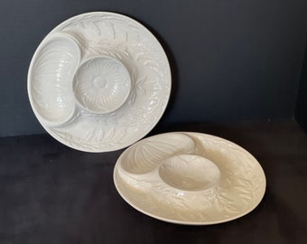 2 Taste Setter by Sigma Vintage White Ceramic Artichoke Plates, Pair