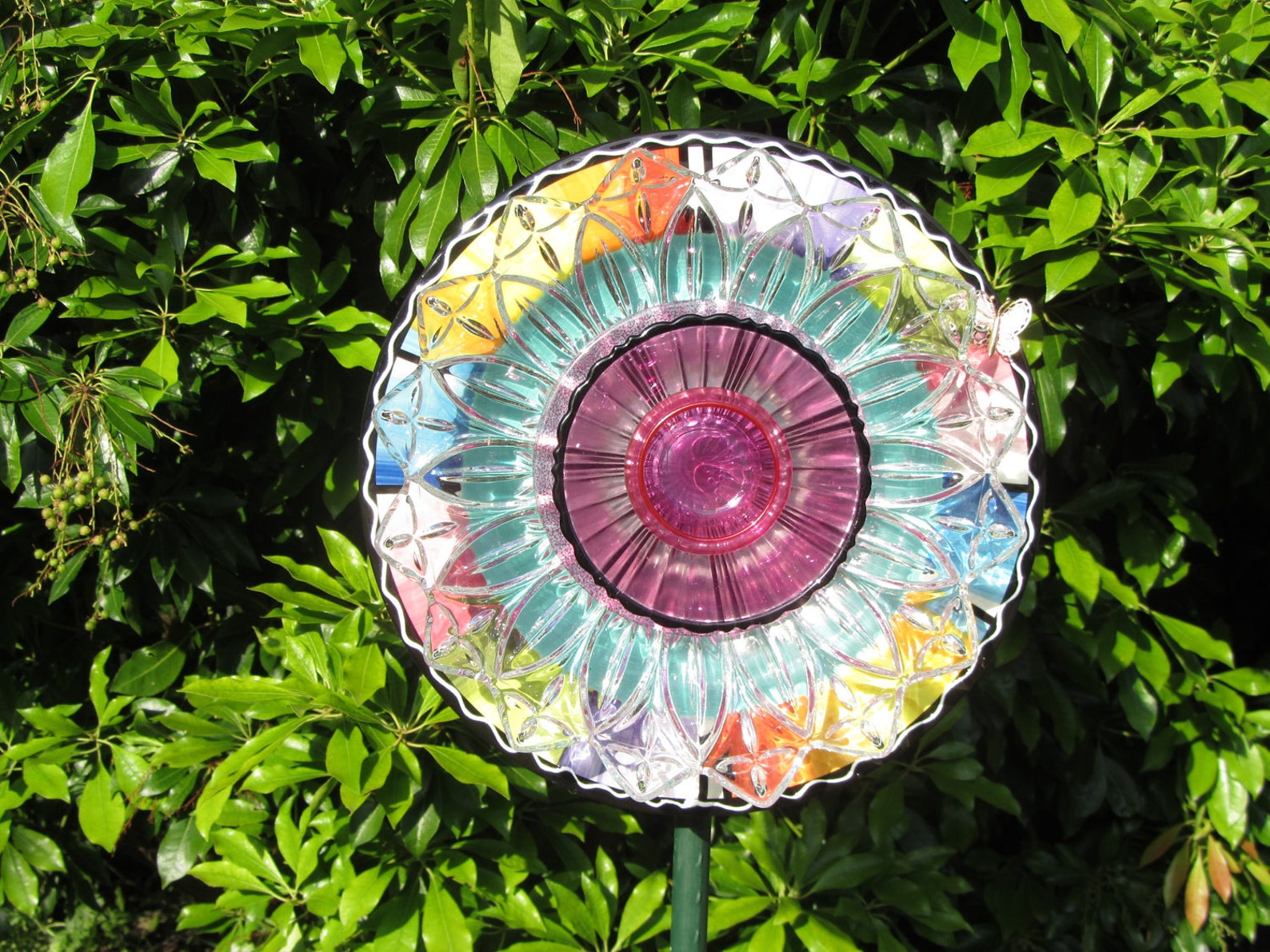 Glass Plate Art Decor for the Garden Etsy