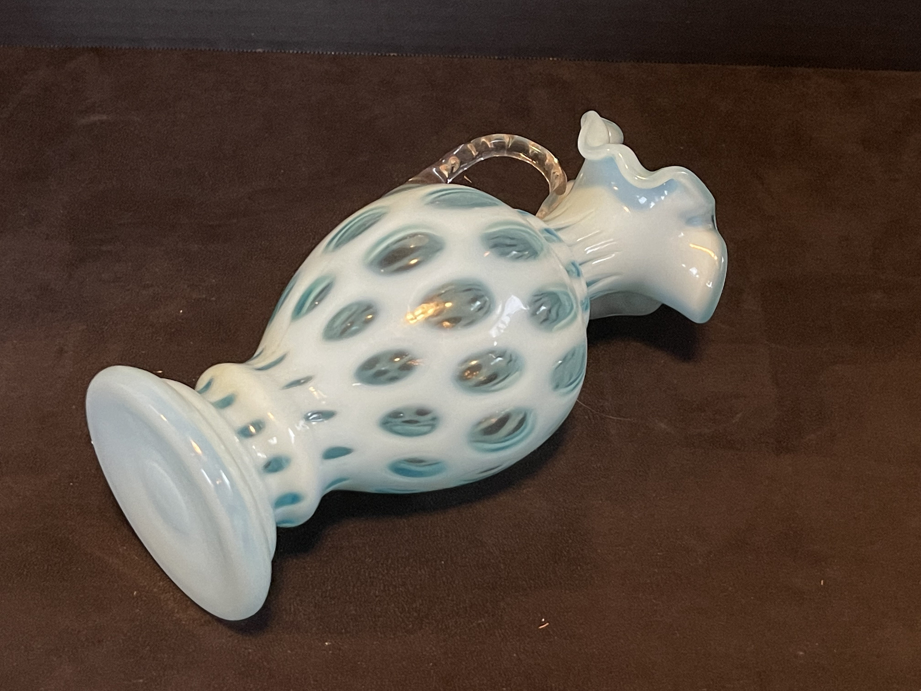 Fenton Art Glass Coin Dot Blue Opalescent 8 1/2"pitcher Vase/ewer - Etsy