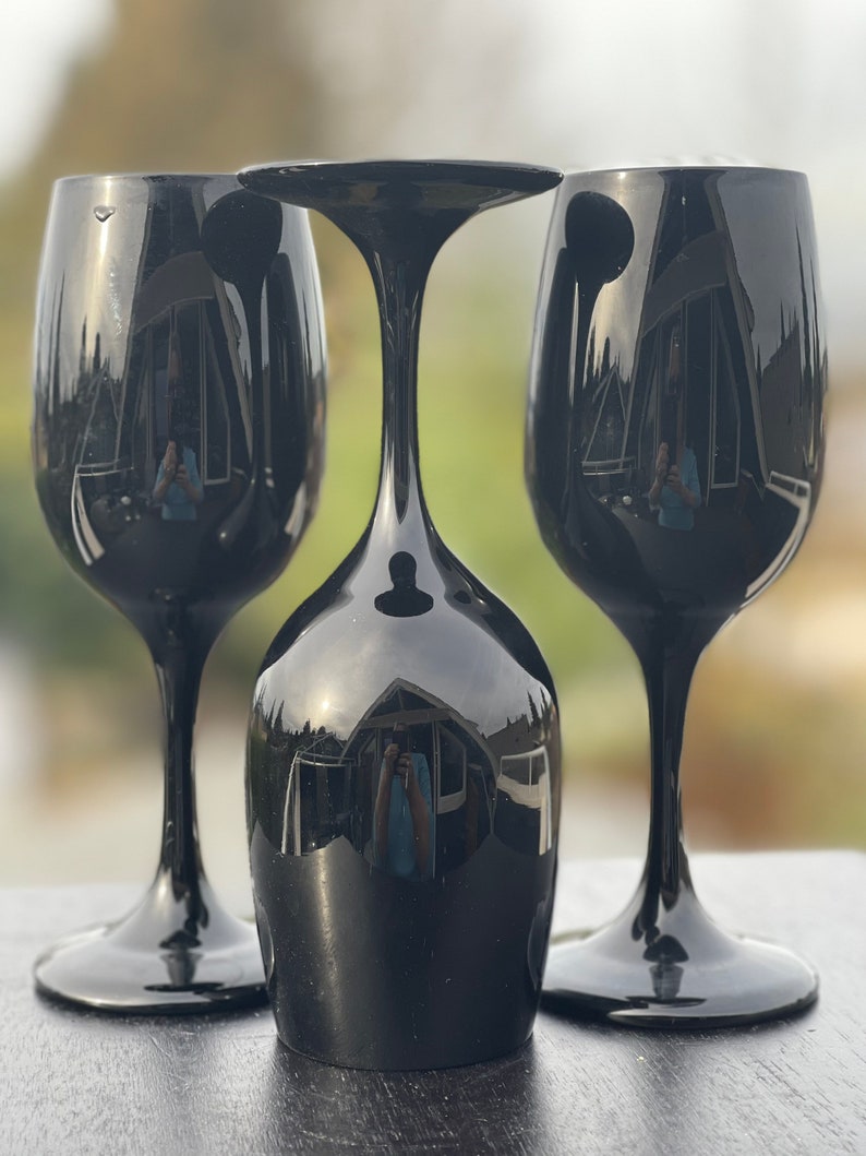 Libbey Premier Black Water Goblets Etsy