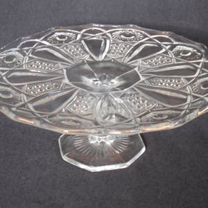 L E Smith Crystal Quintec Clear Cake Stand, 11&quot; Diameter Pedestal Dessert Stand,