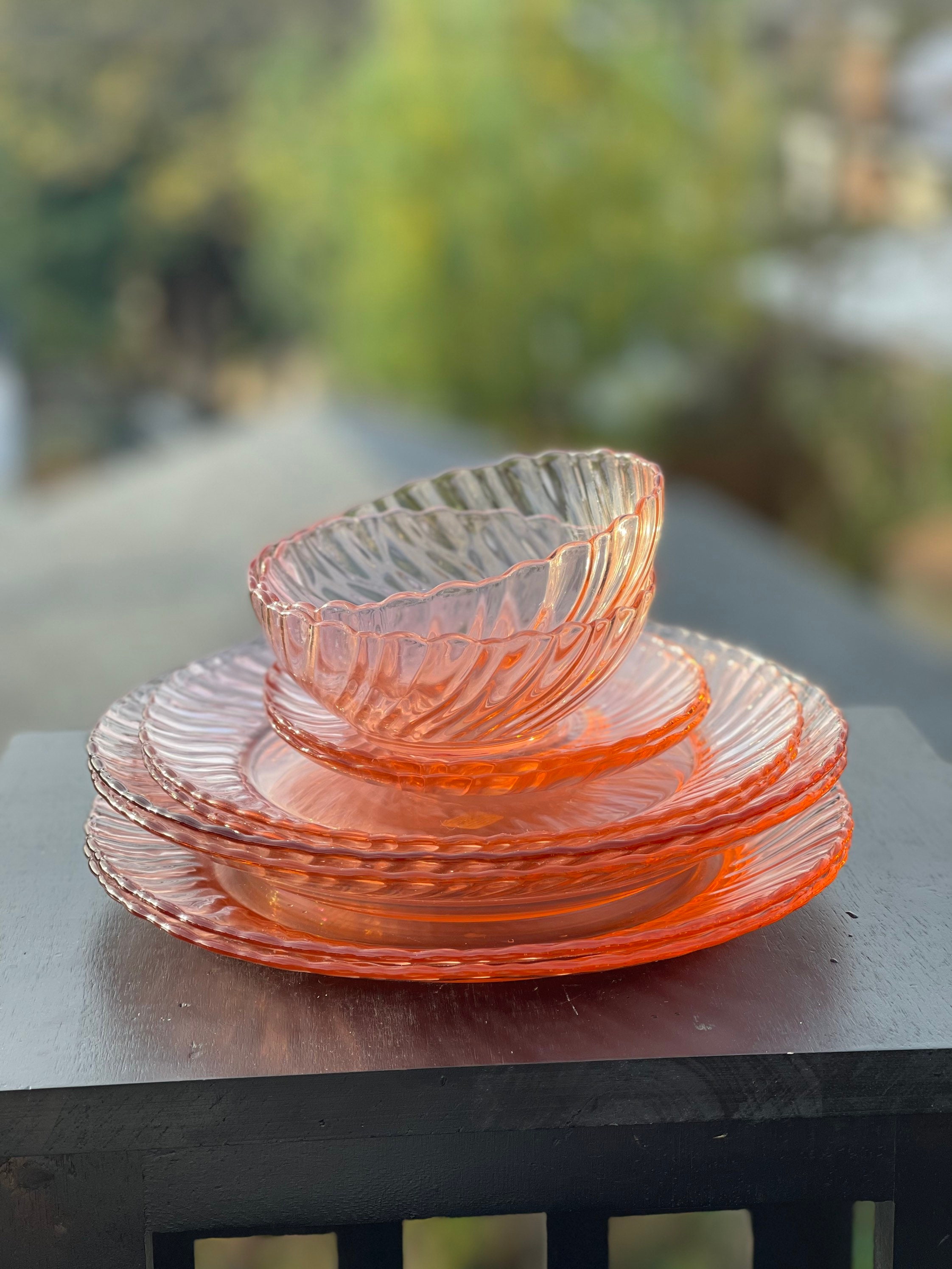 Arcoroc Pink Swirl Dinnerware (lunch) Set - Etsy