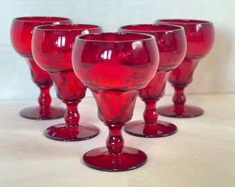 Fenton Ruby Georgian Water Goblets