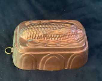 Vintage Copper Corn Mold with Tin Lining