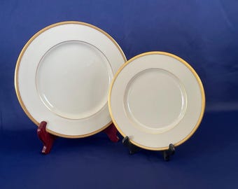 Vintage Lenox Tuxedo Dinnerware Set, Gold Trimmed Porcelain Plates