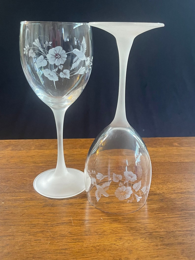 Avon Hummingbird Crystal Etched Goblets - Etsy