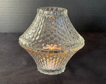 Indiana Glass Clear Honeycomb 2 Piece Fairy Lamp Candle Holder