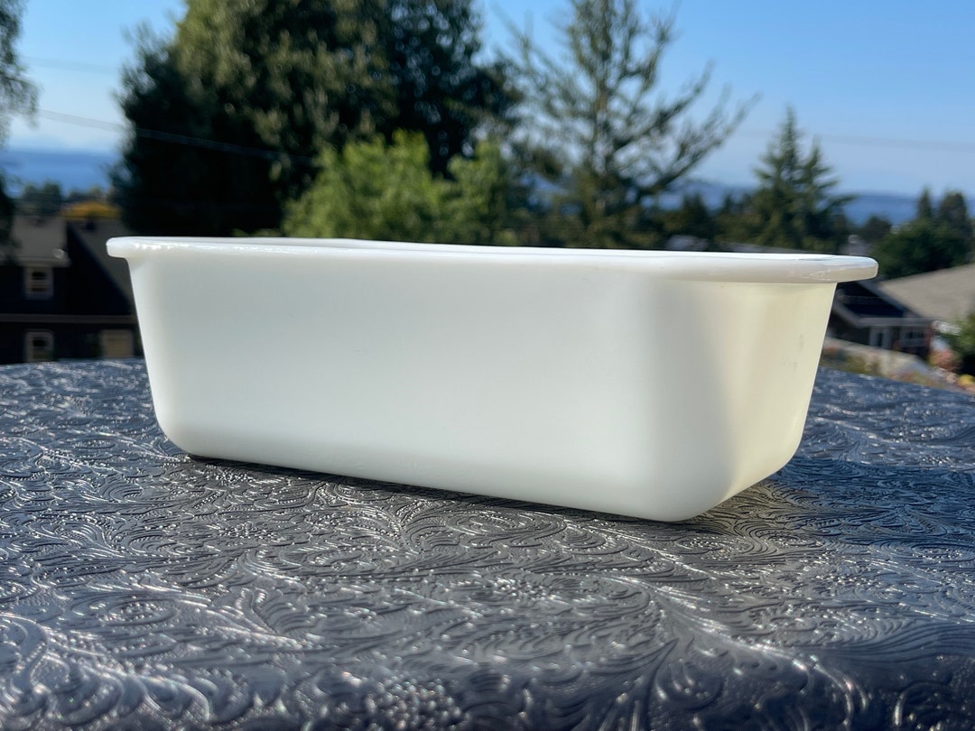 Pyrex 213 Milk Glass Loaf Pan With Handles Etsy