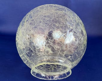 MCM Clear Crackle Glass Round Ball Lamp Shade 8" With 4" Fitter