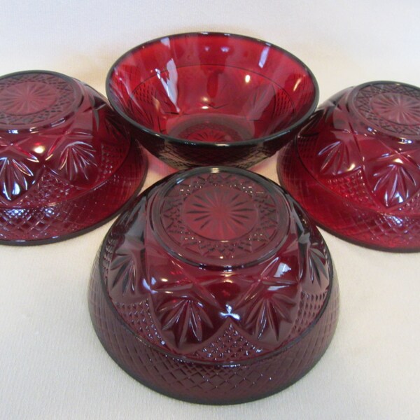 Ruby Red Antique Pattern Cristal D'Arques-Durand, Luminarc Soup Bowls