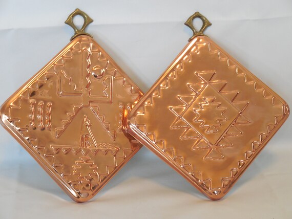 Copper And Brass Hanging Molds Southwest Kitchen Decor Wall Etsy
