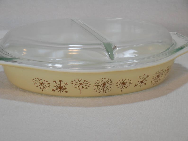 Dandelion Pattern with Lid Pyrex Dandelion Duet Promotional 1 12 Qt Divided Dish