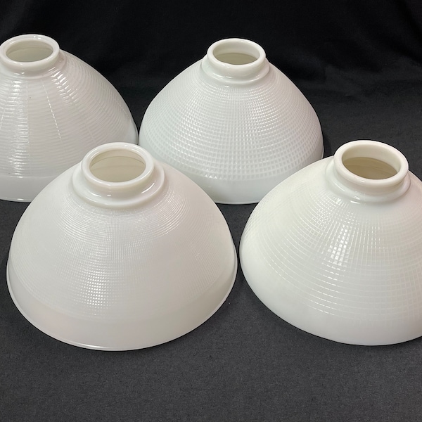 Milk Glass Torchiere Lamp Shade, MCM Art Deco Styling, Assorted Finish/Texture,  10" Light Diffuser 3" Fitter