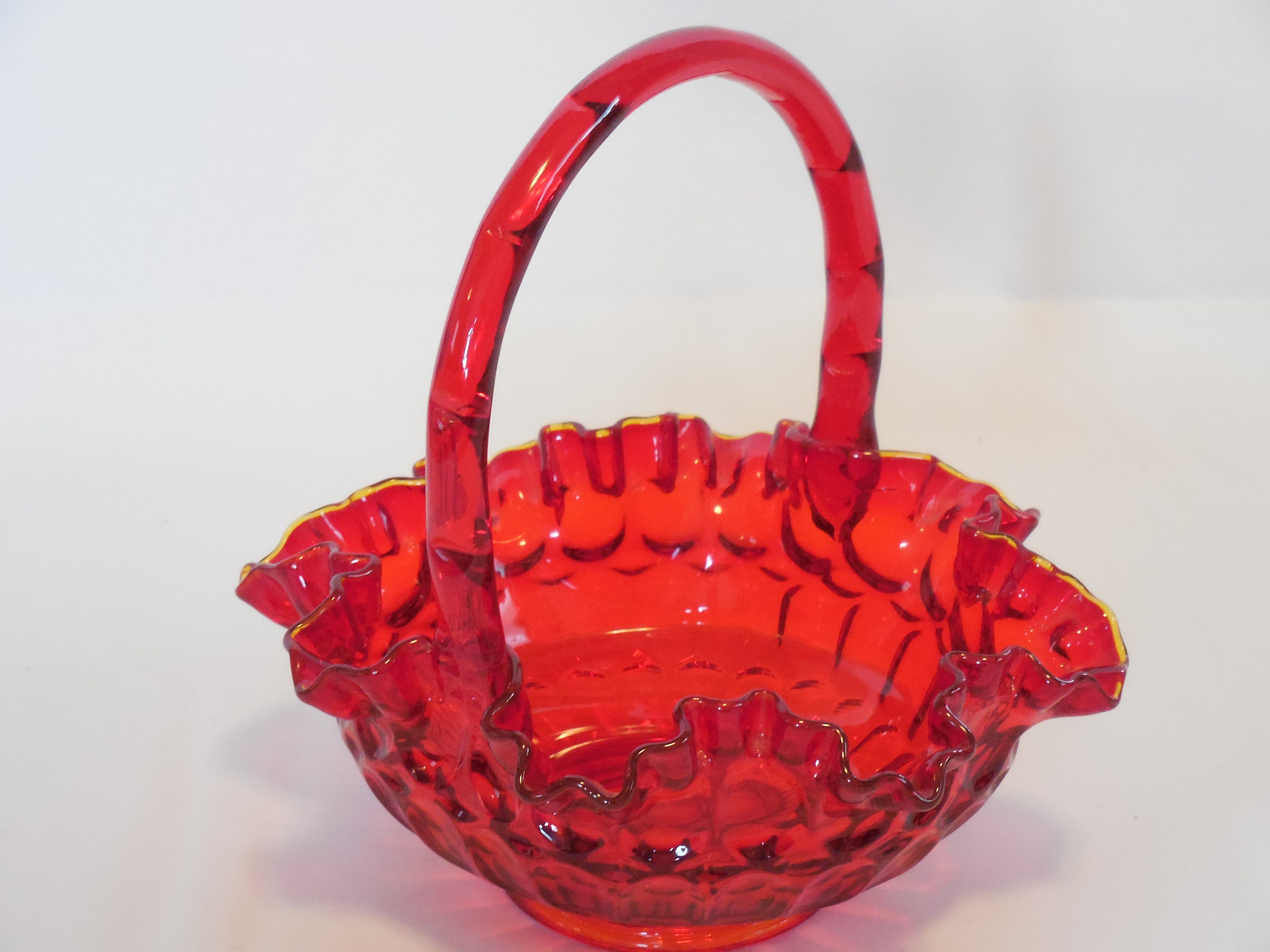 Fenton Ruby Thumbprint 8" Basket