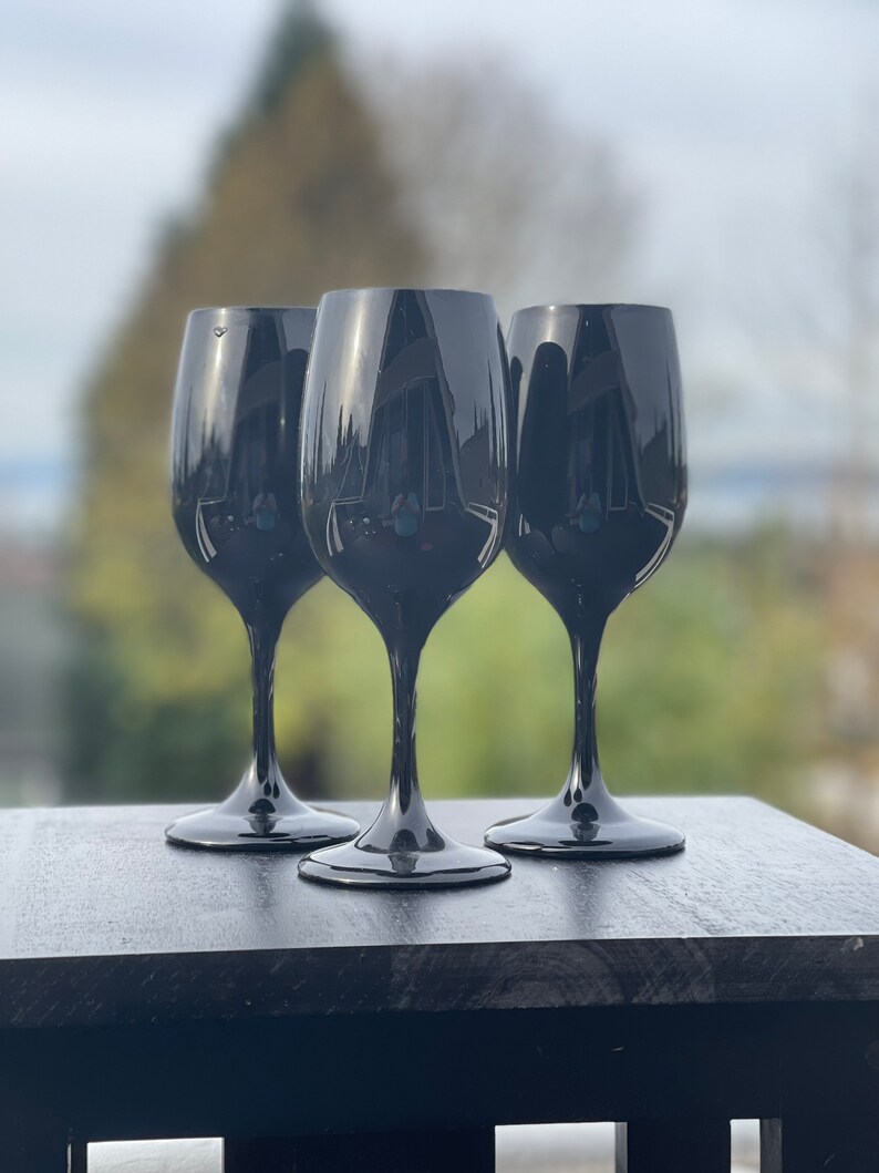 Libbey Premier Black Water Goblets Etsy
