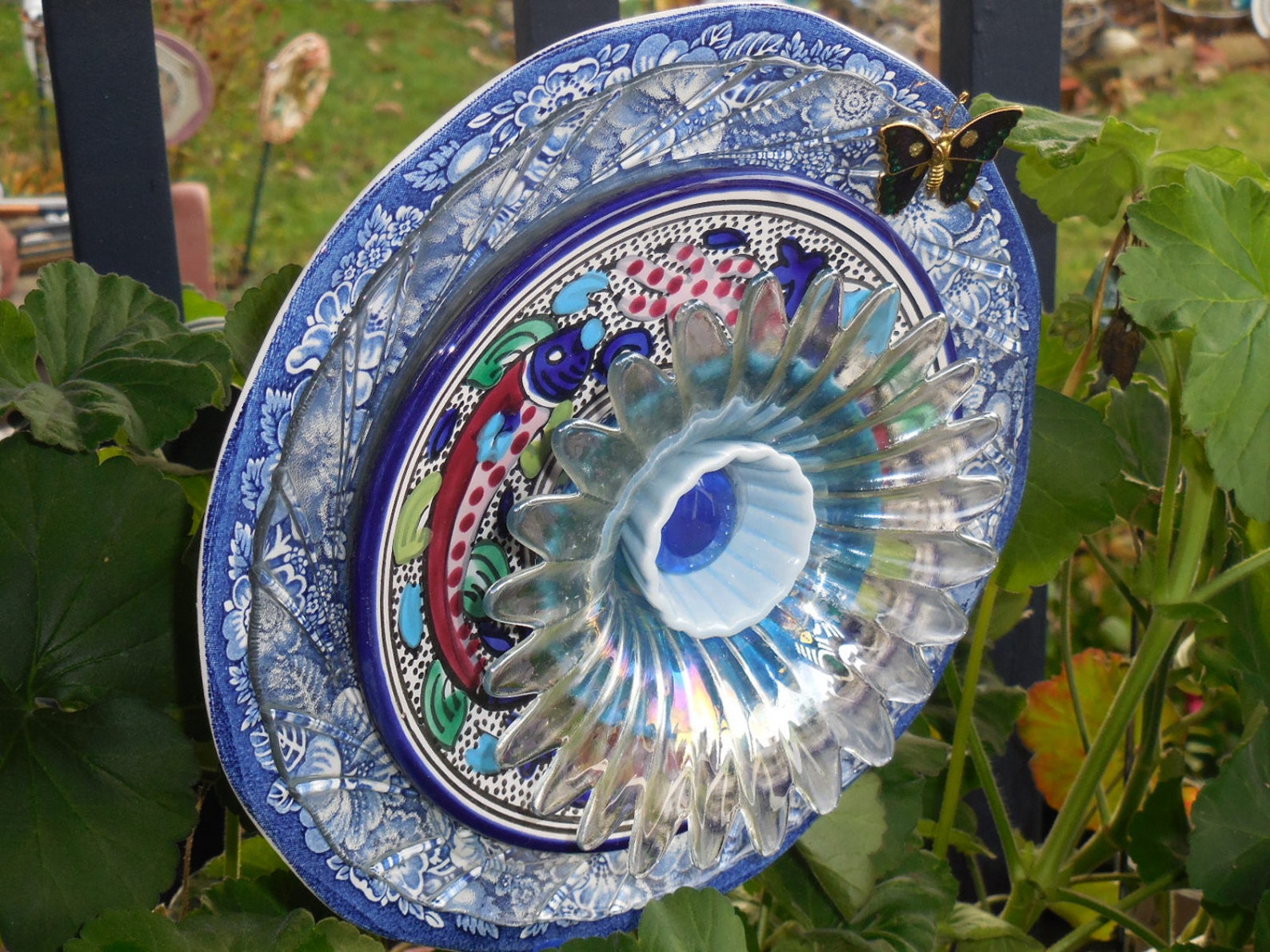 Glass Plate Garden Art Fantasy Flower for Your Everlasting Etsy