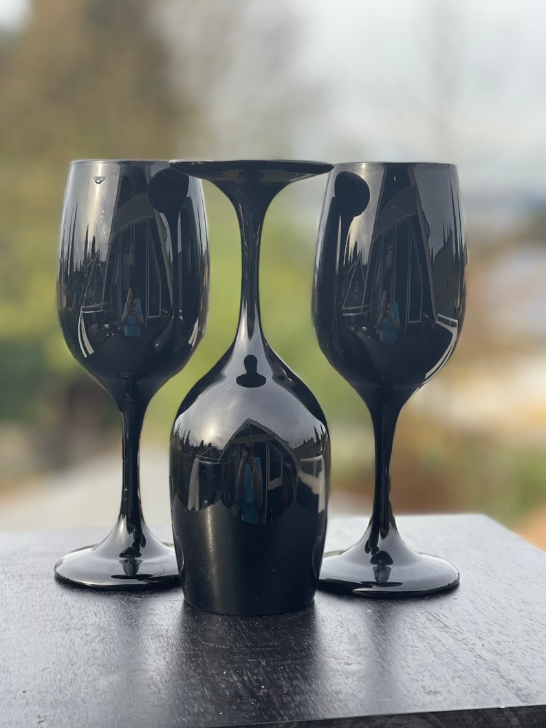 Libbey Premier Black Water Goblets Etsy