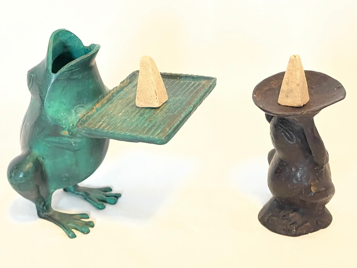 Cast Iron/metal Frog Candle Holders Incense Burning Platform Etsy