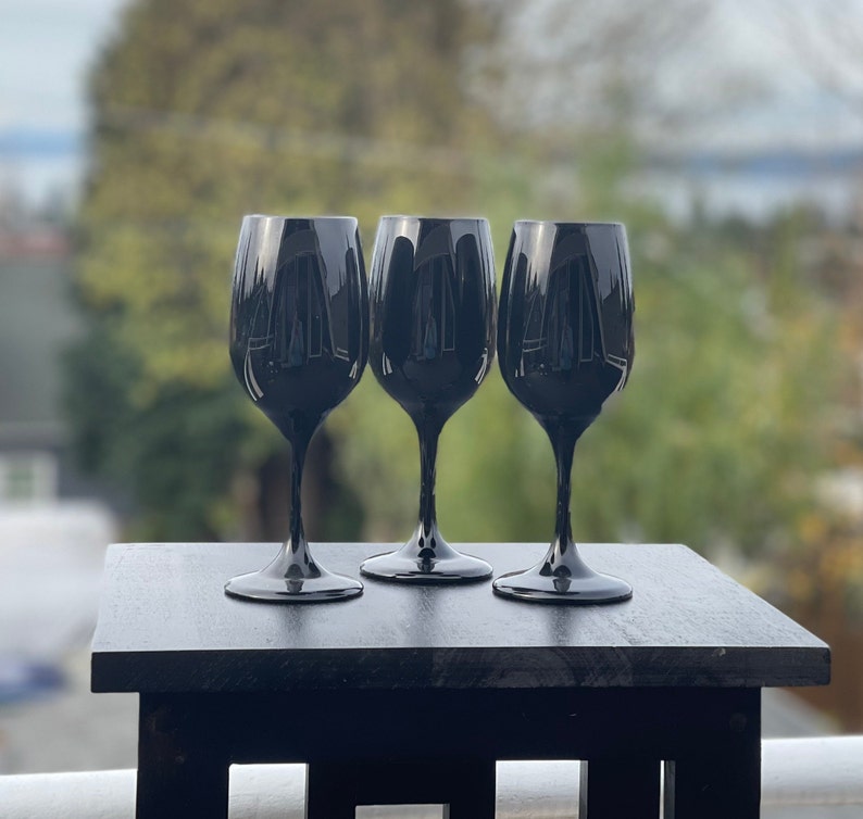Libbey Premier Black Water Goblets Etsy