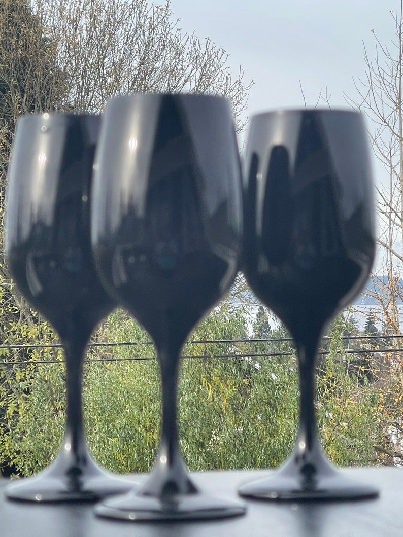 Libbey Premier Black Water Goblets Etsy