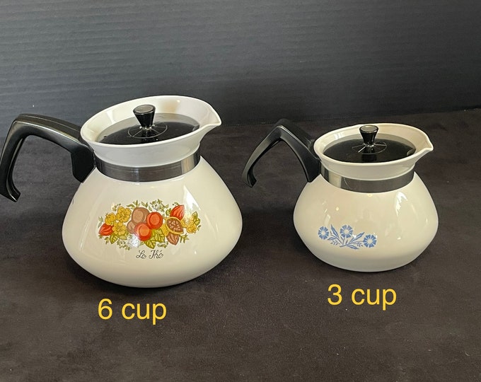 Corning Ware Teapots, 6 Cup Spice of Life OR 3 Cup Blue Cornflower Etsy