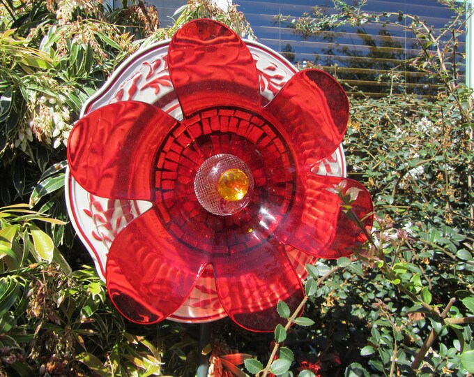Glass Plate Art Decor for the Garden Etsy