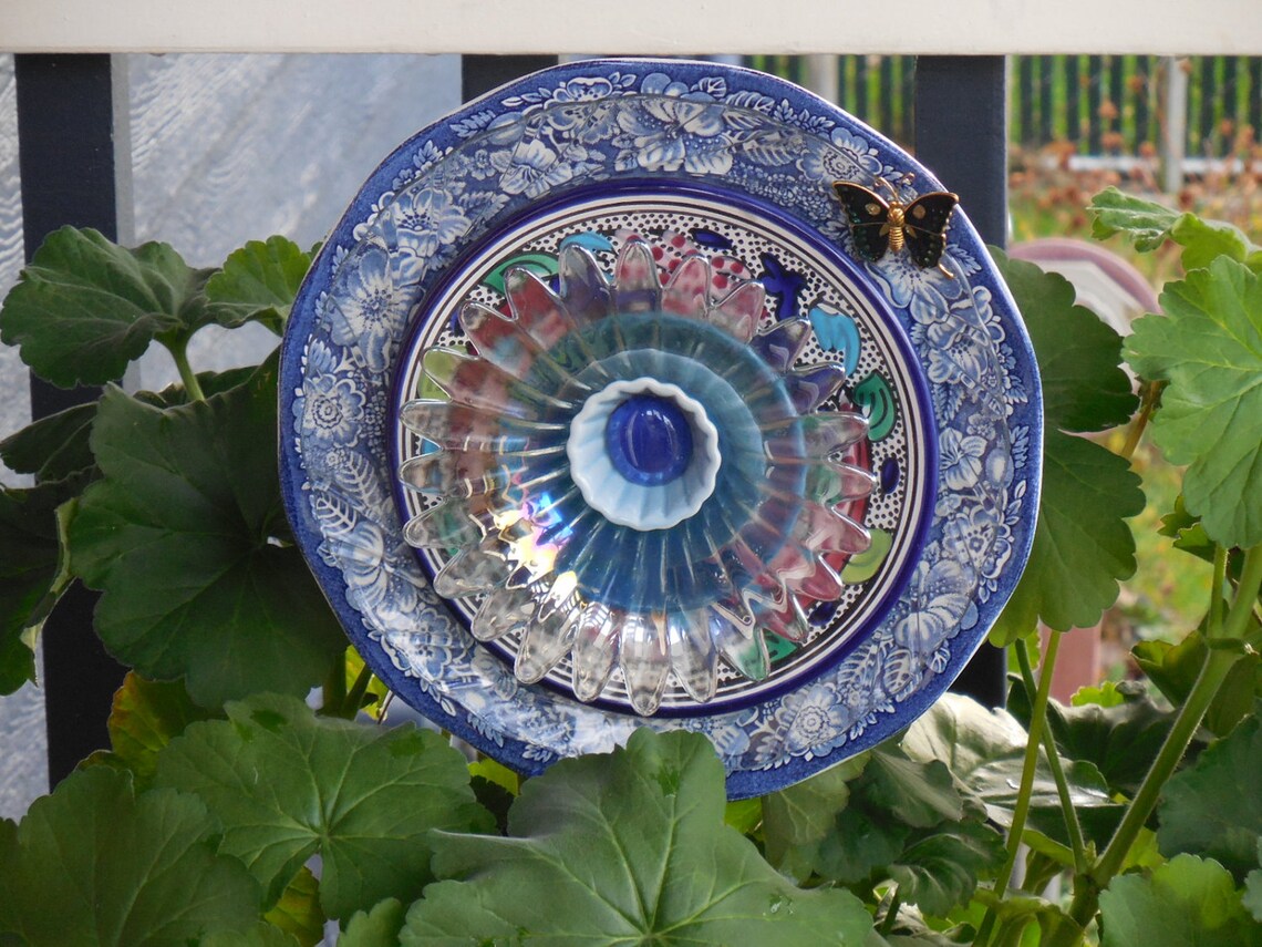Glass Plate Garden Art Fantasy Flower for Your Everlasting Etsy