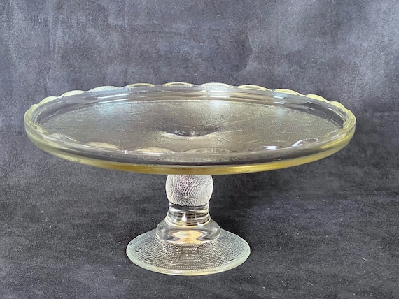 Mid Century Jeannette Glass Harp Cake Stand Dessert Display - Etsy