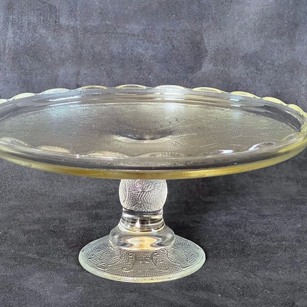 Mid Century Jeannette Glass Harp Cake Stand, Dessert Display