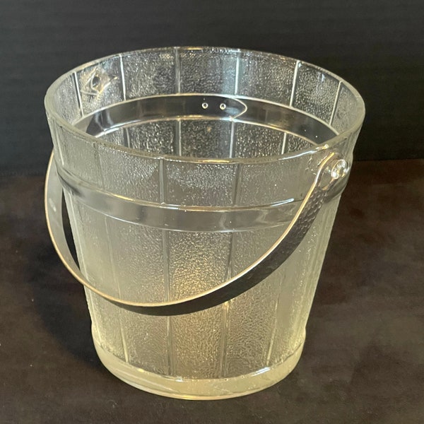 Wooden Pail Style Glass Ice Bucket with Handle