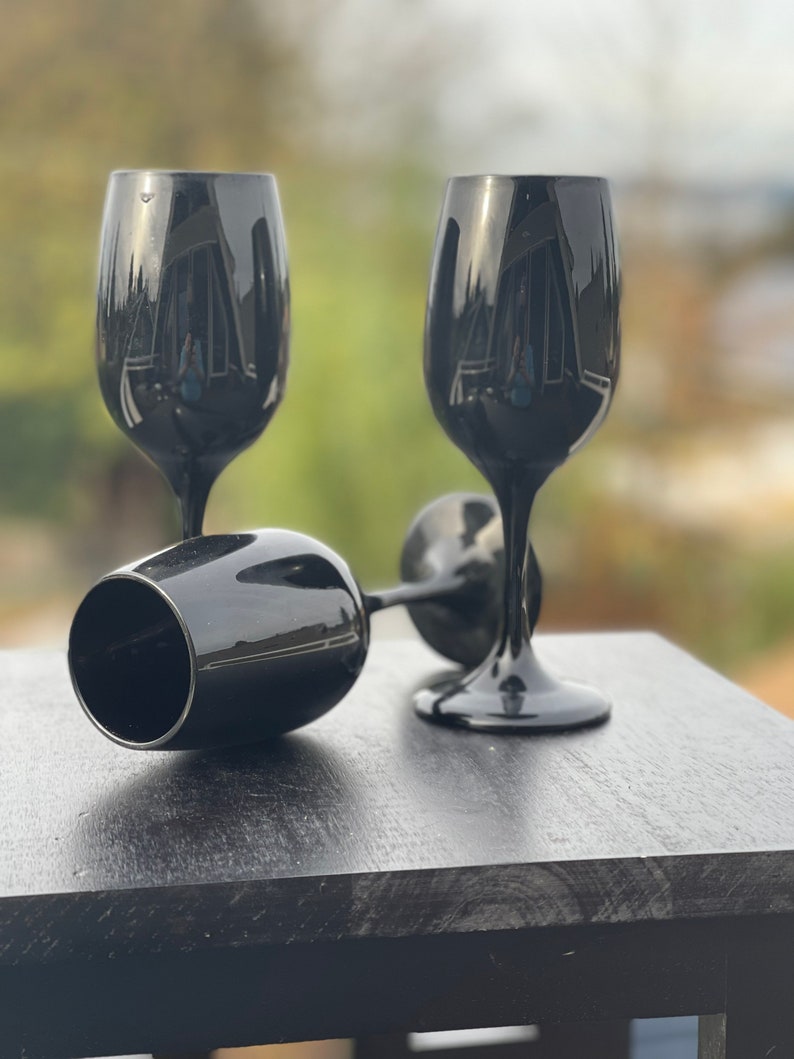 Libbey Premier Black Water Goblets Etsy