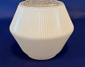 Art Deco Frosted White Clear Glass Ceiling Light Shade