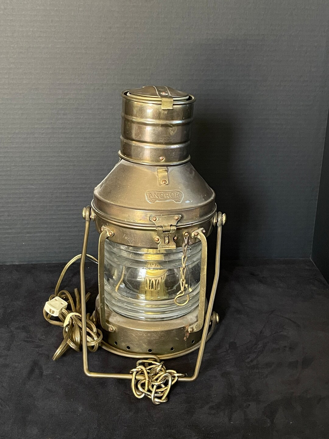 Vintage Anchor Ship Lantern Nautical Oil Lamp 13 X 6 1/2 Etsy