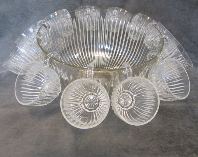 Crystal Punch Bowl With Cups Etsy