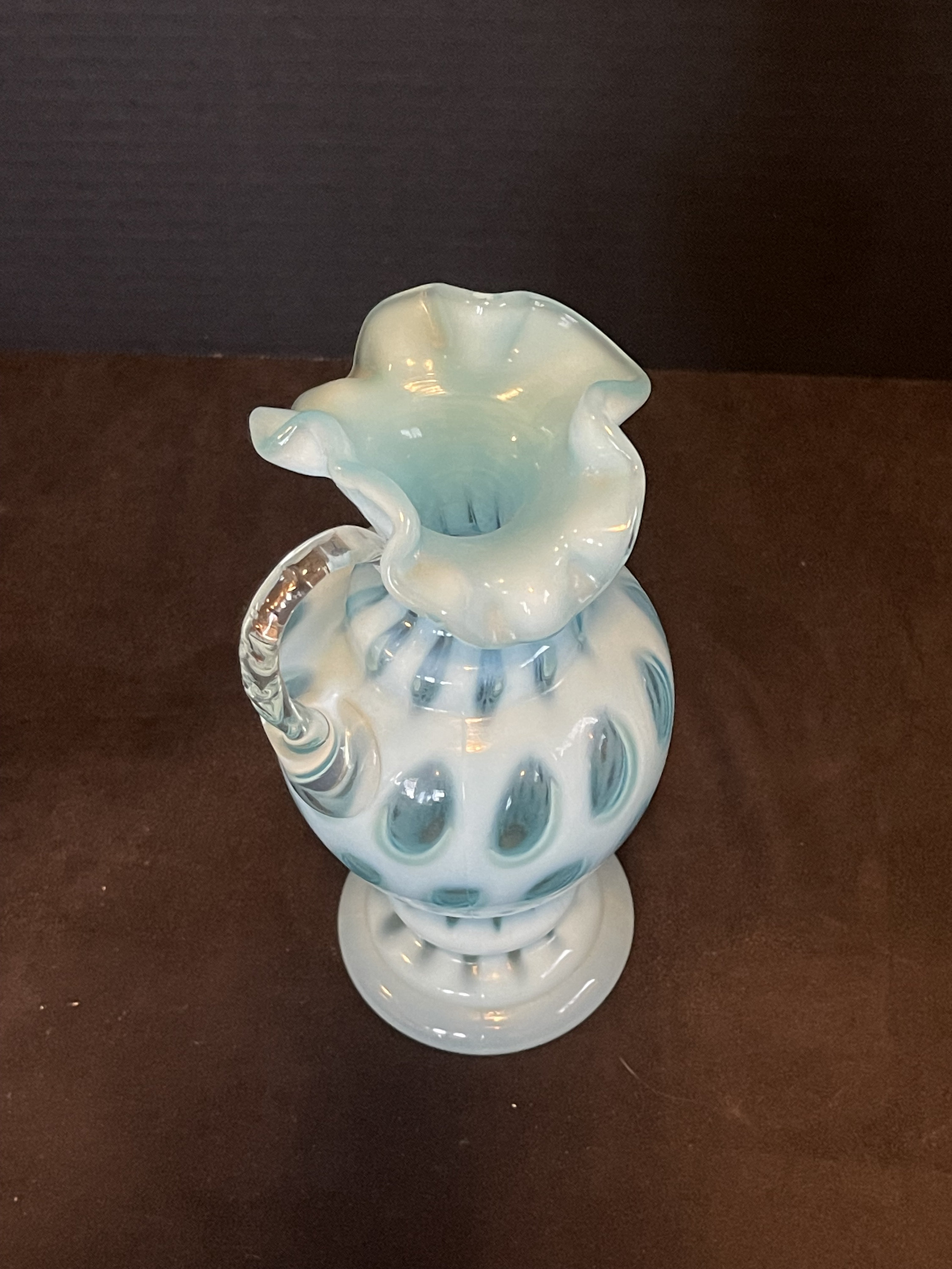 Fenton Art Glass Coin Dot Blue Opalescent 8 1/2"pitcher Vase/ewer - Etsy
