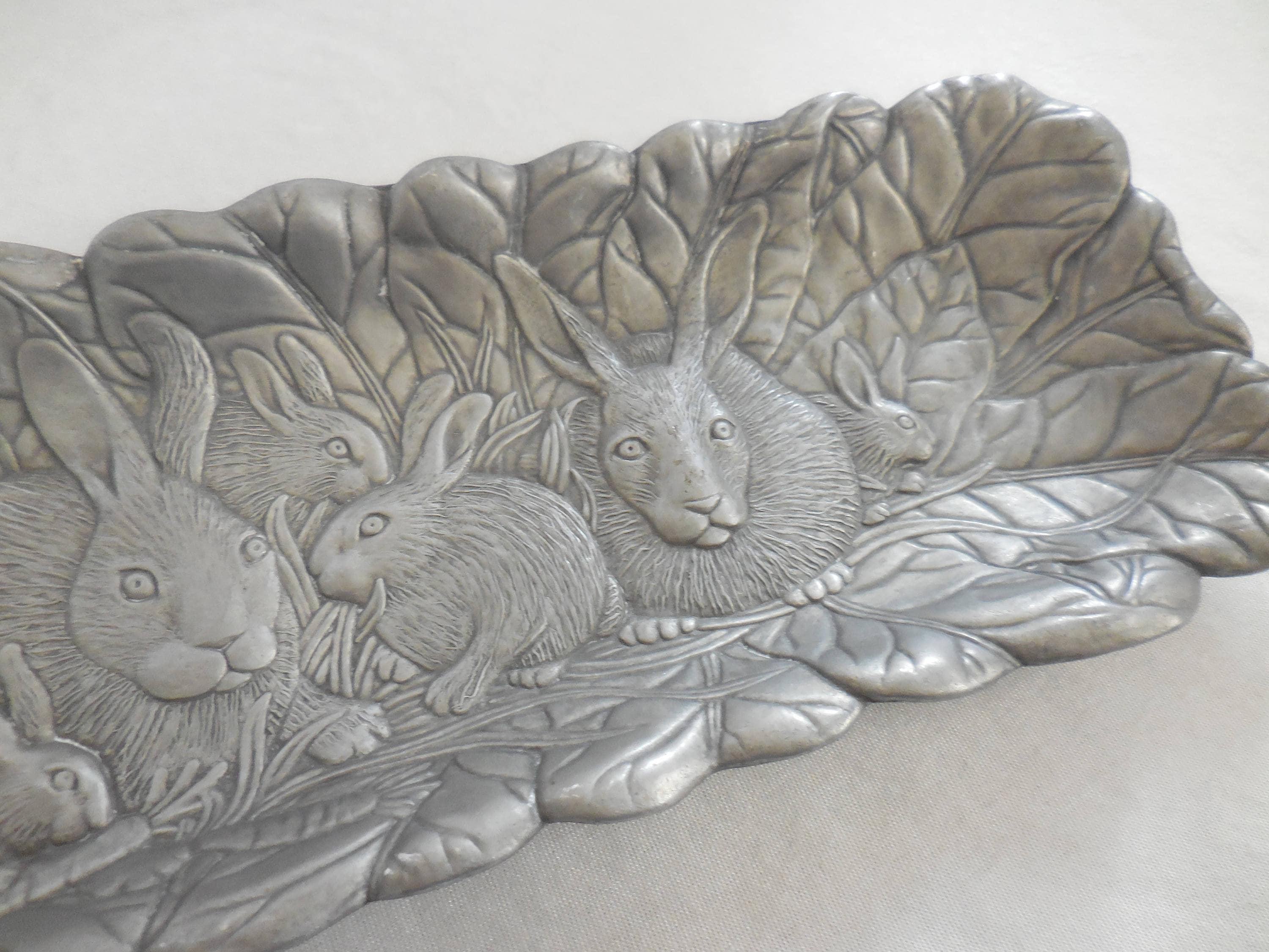 Arthur Court Aluminum Bunny Rabbit Tray - Etsy