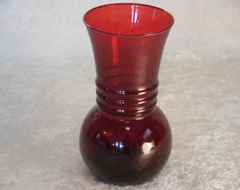 Ruby Red Glass Vase | Etsy