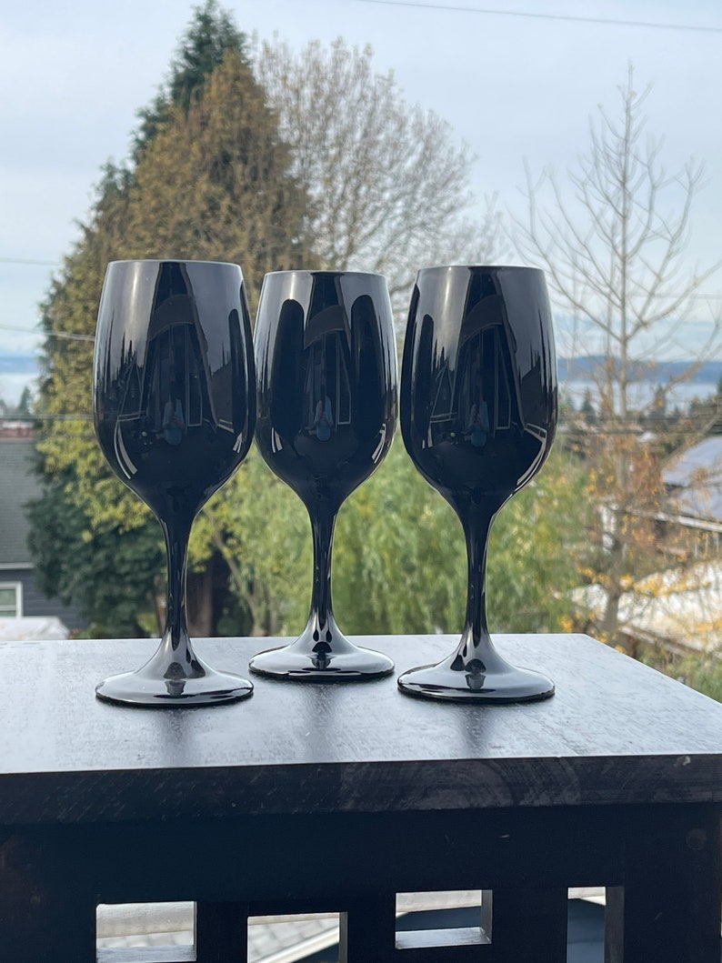 Libbey Premier Black Water Goblets Etsy