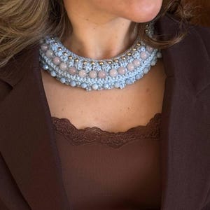 Patrón de collar de ganchillo con cuentas DIDI en PDF / Collar babero llamativo / Tutorial en vídeo / Descarga instantánea