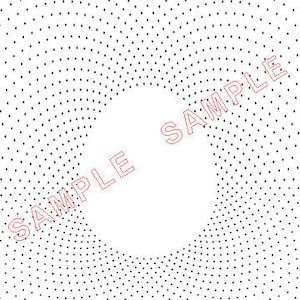 May include: Abstract black and white pattern with a circular design. The pattern is made up of small dots arranged in a radial pattern.