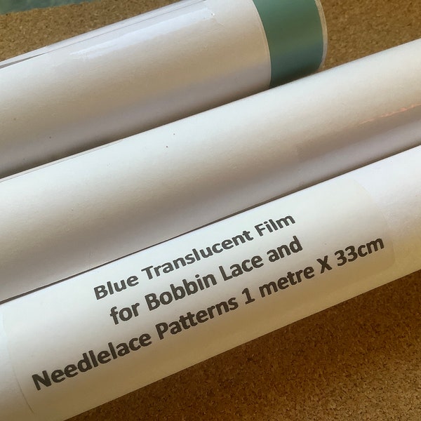 Blue Translucent Film for bobbin lace and needlelace patterns - 1 metre