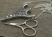 Filligree Hearts Chatelaine Antique Pewter & Etui Scissors - lacemaking and embroidery 