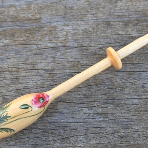 Painted Bruge Lace Bobbin - Red Poppy