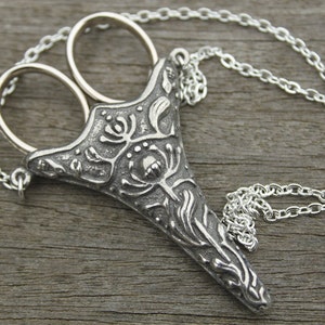 Norwegian Chatelaine with an Antique Silver Finish & Etui Scissors - lacemaking and embroidery