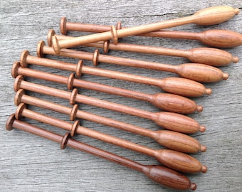 Ten Madagascar Rosewood Binche Lace Bobbins