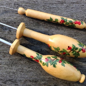 Painted Lacemaking Tools - available separately - spiral berries and leaves
